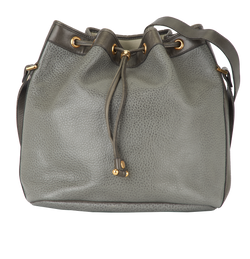 Drawstring Crossbody, Leather, Grey, MIF, 1*